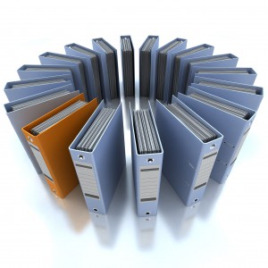 13148516 - 3d rendering of a circular composition of office ring binders